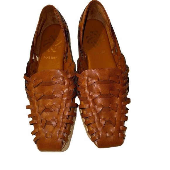 Sam & Libby Asha Espadrille Sandal Saddle Brown Slip On Flats 9 - Picture 1 of 8